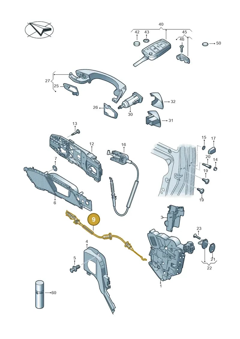 5G3837086A — Volkswagen Golf (2016-2020) diagram 746837000, position 9