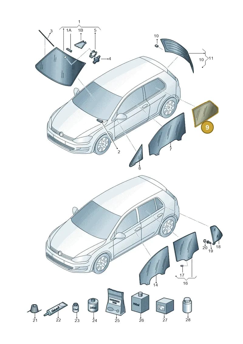 5G3845042BNVB — Volkswagen Golf (2016-2020) diagram 746845000, position 9