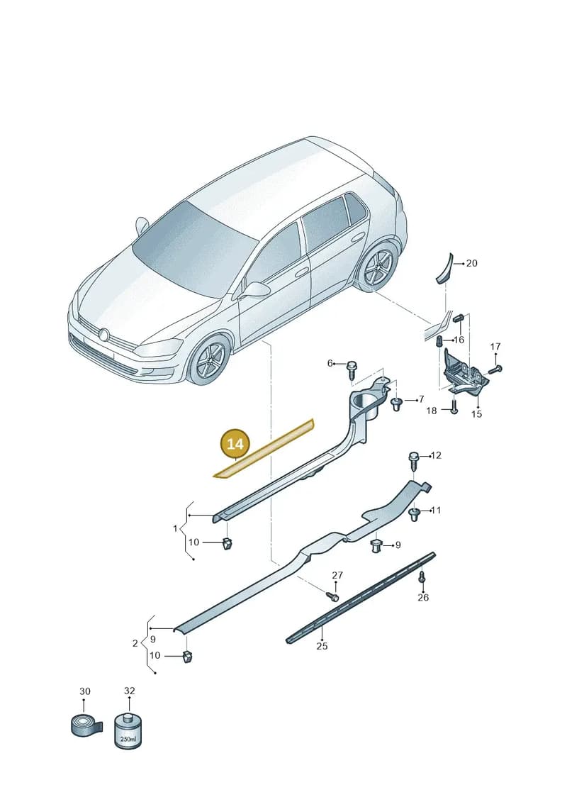 5G3853537JTW7 — Volkswagen Golf (2016-2020) diagram 746853300, position 14