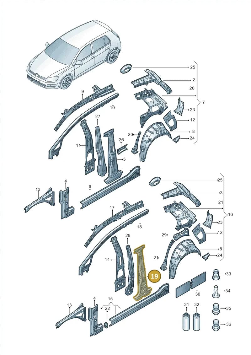 5G4809219D — Volkswagen Golf 1.4 BlueMotion (2012-2017) diagram 746809000, position 19
