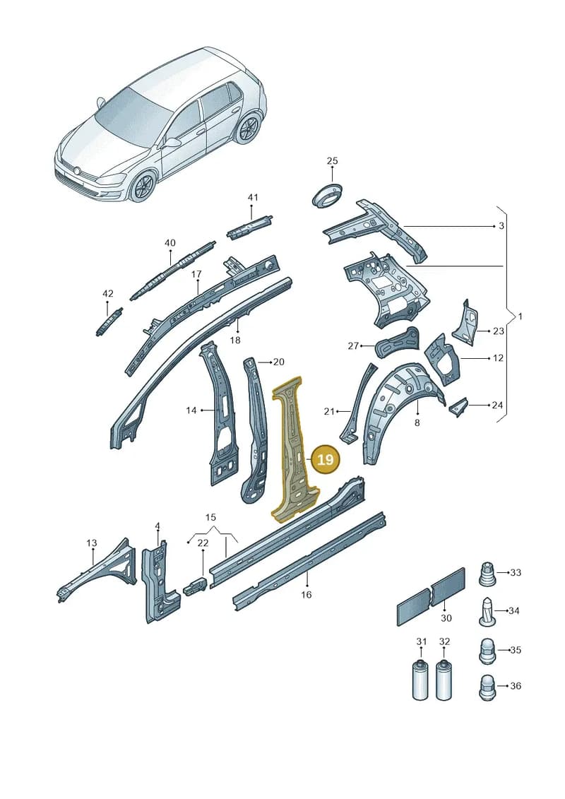 5G4809219D — Volkswagen e-Golf (2014-2021) diagram 774809000, position 19