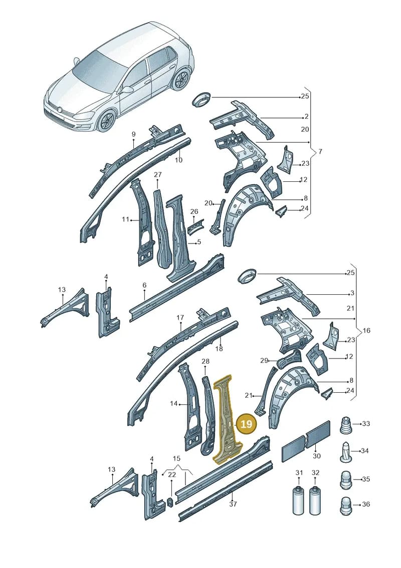 5G4809219D — Volkswagen Golf (2016-2020) diagram 827809000, position 19