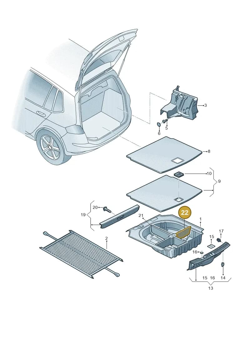 5G6867873A — Volkswagen Golf Sportsvan (2014-2020) diagram 780863800, position 22