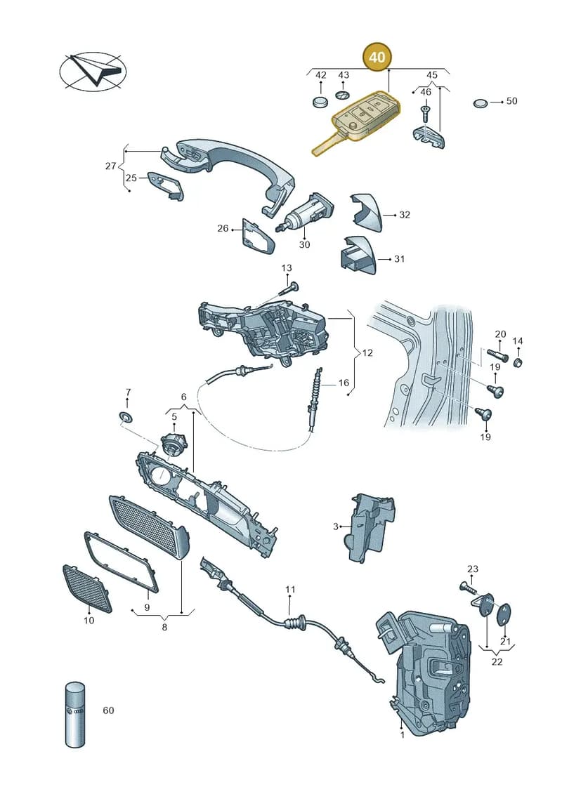 5G6959752AKROH — Volkswagen Golf Sportsvan (2014-2020) diagram 780837000, position 40