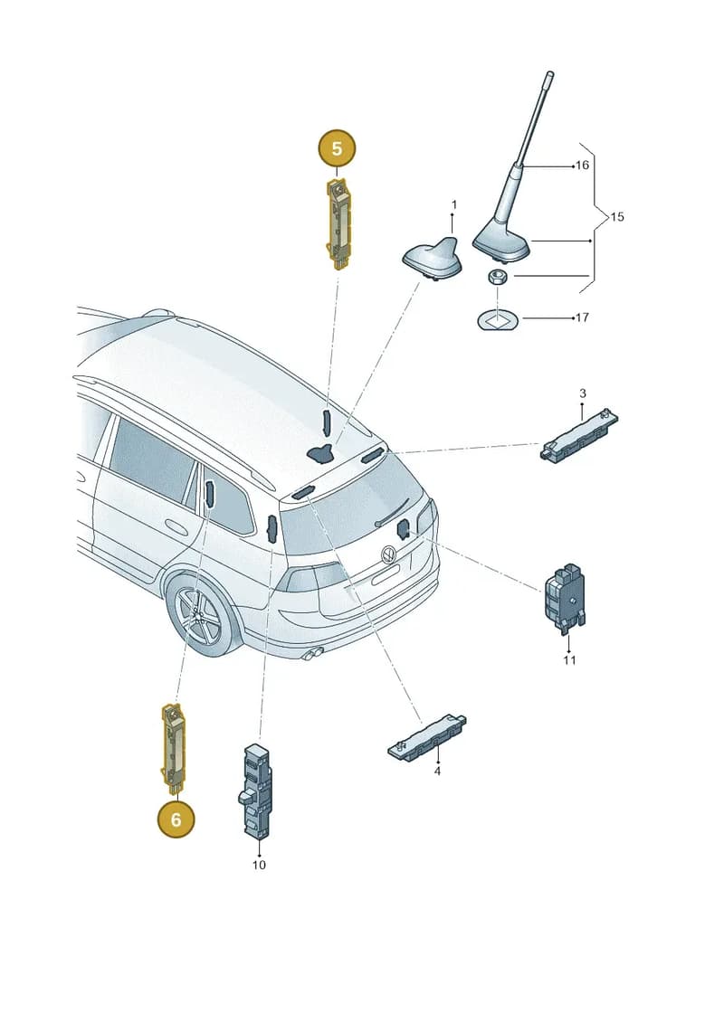 5G9035577K — Volkswagen Golf Estate (2013-2017) diagram 763035100, position 5+6