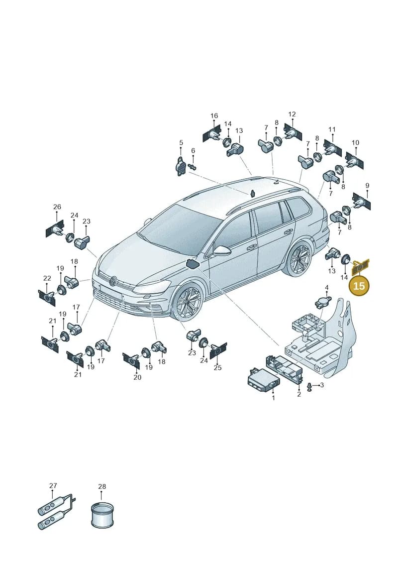 5G9919397BGRU — Volkswagen Golf (2016-2020) diagram 827919100, position 15