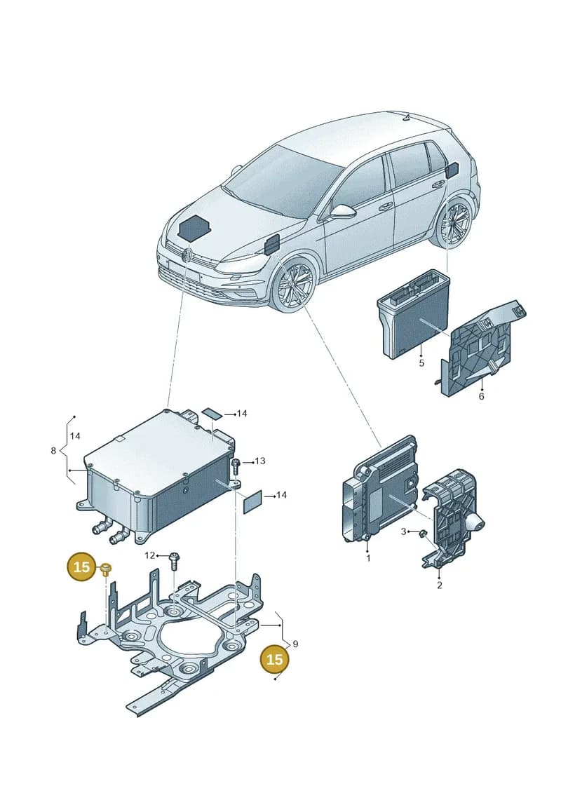 5GE906221 — Volkswagen e-Golf (2014-2021) diagram 774906240, position 15