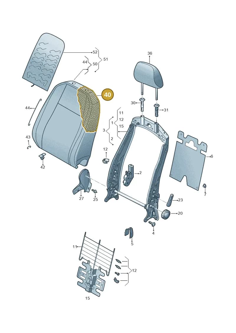 5GM881775AK — Volkswagen Golf (2015-2019) diagram 796881550, position 40