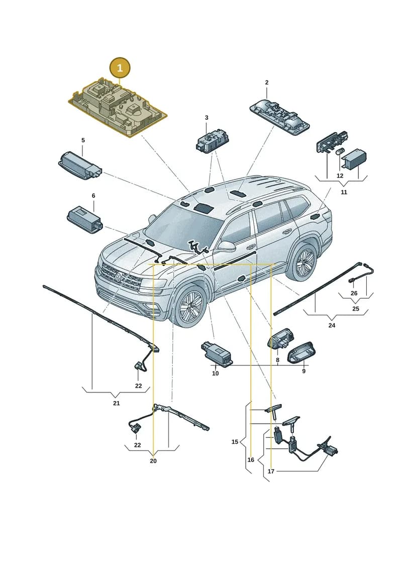 5GM947105AQAW — Volkswagen Atlas Cross Sport (2019-2023) diagram 3cm947000, position 1