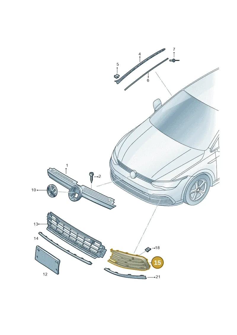 5H0853101D2ZZ — Volkswagen Golf (2019-2025) diagram 5h0853000, position 15