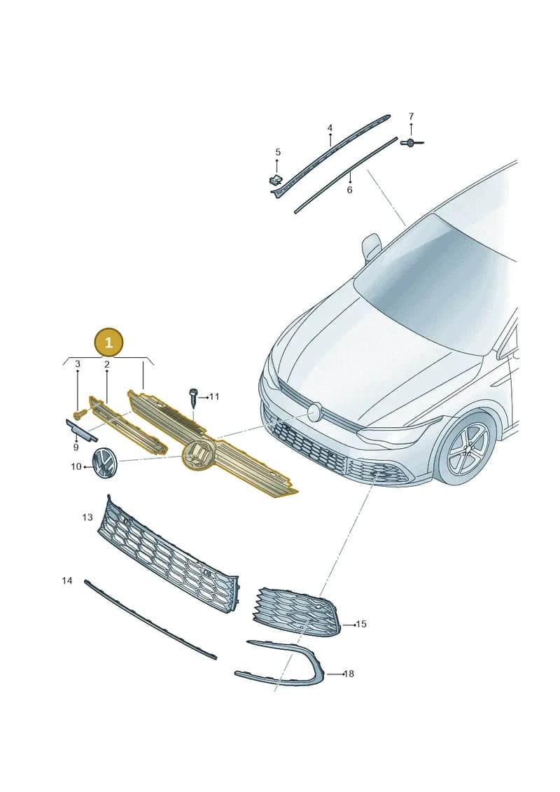 5H0853651AE041 — Volkswagen Golf (2019-2025) diagram 5h0853040, position 1