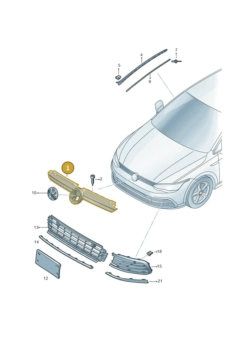 5H0853651AF041 — Volkswagen Golf (2019-2025) diagram 5h0853000, position 1