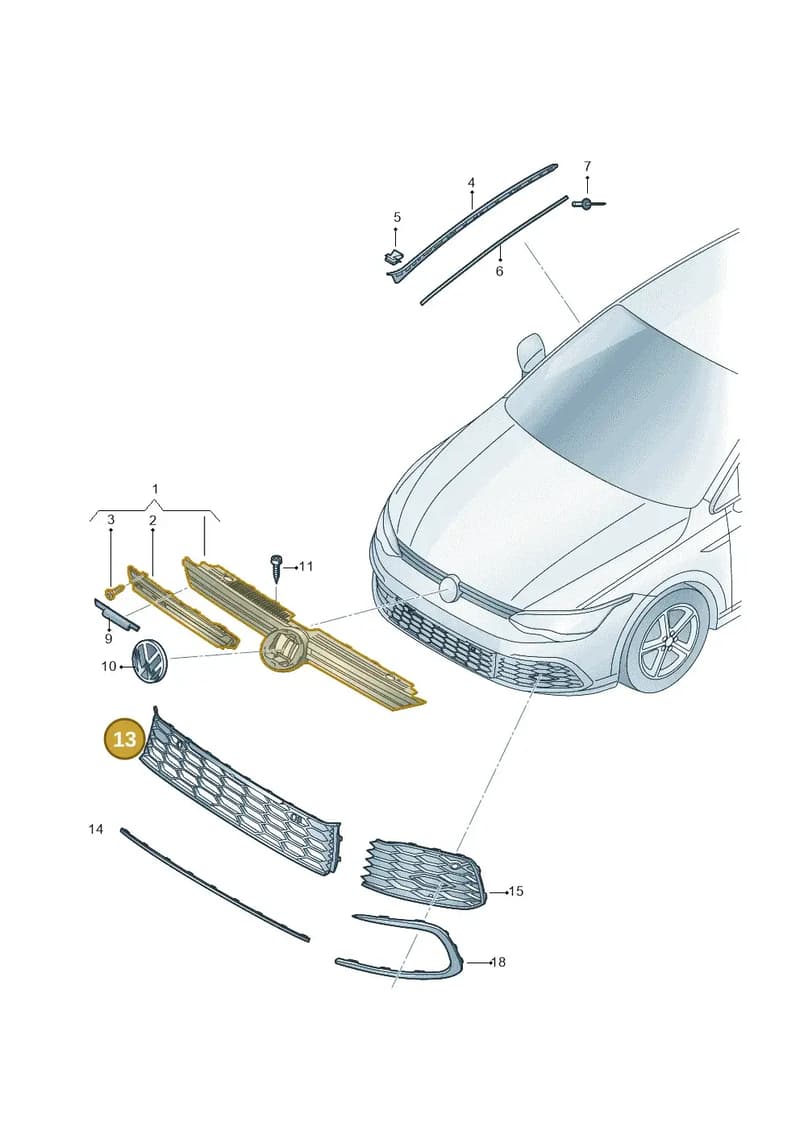 5H0853671S041 — Volkswagen Golf (2019-2025) diagram 5h0853040, position 13