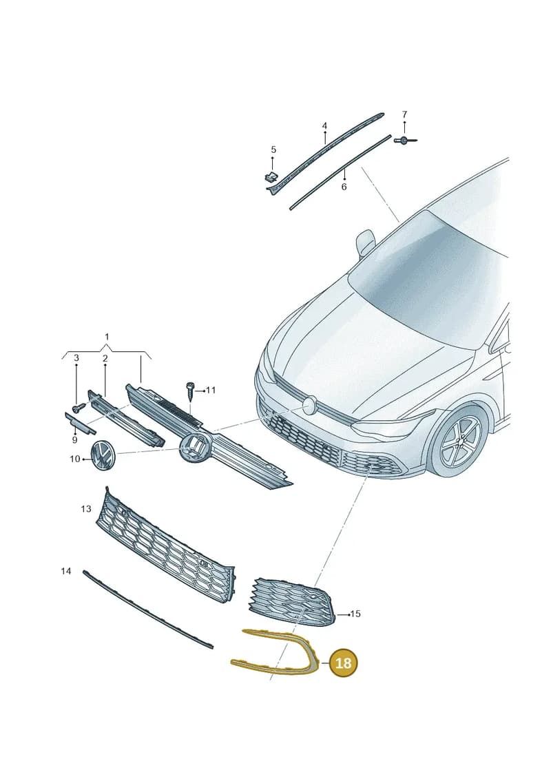 5H0853763E9B9 — Volkswagen Golf (2019-2025) diagram 5h0853040, position 18