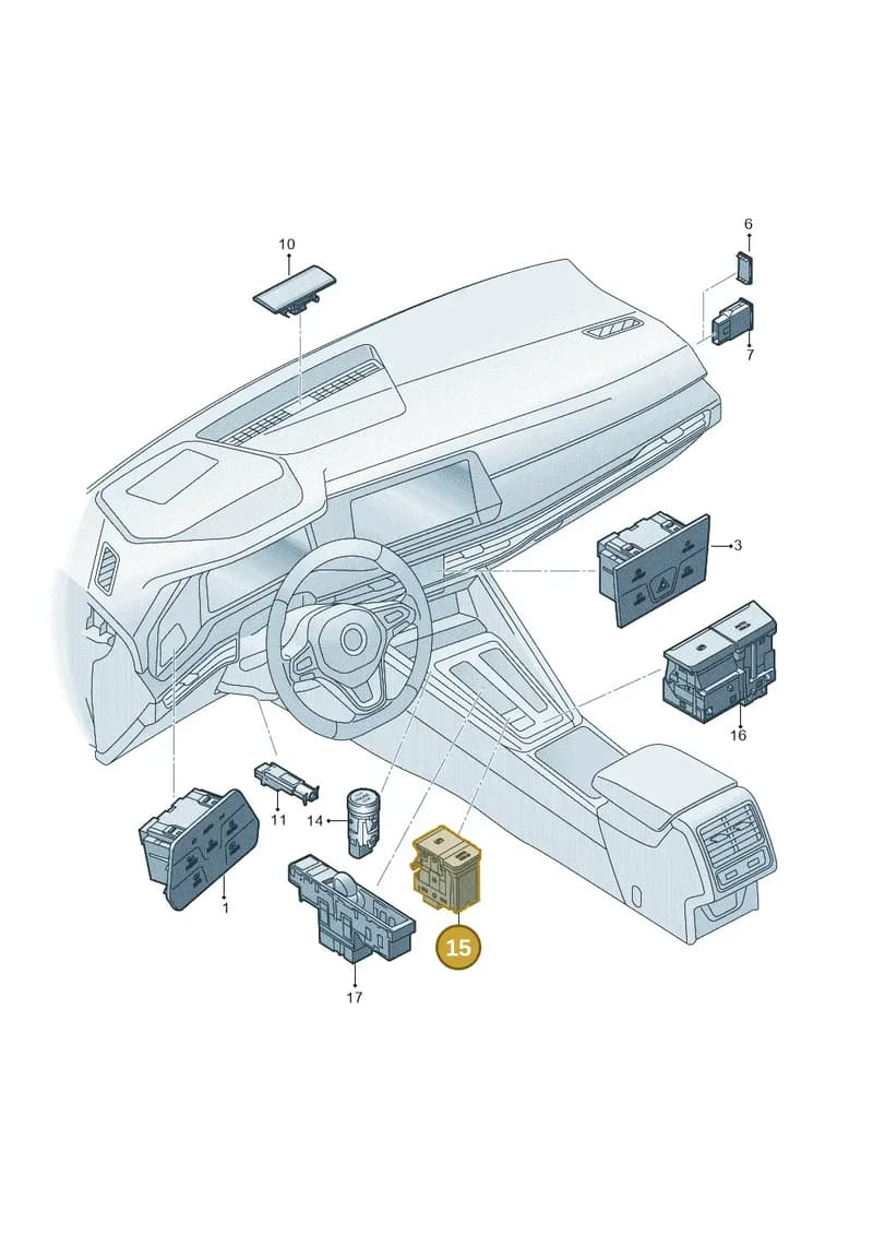 5H0927225BUYM — Volkswagen Golf (2019-2025) diagram 5h0941050, position 15