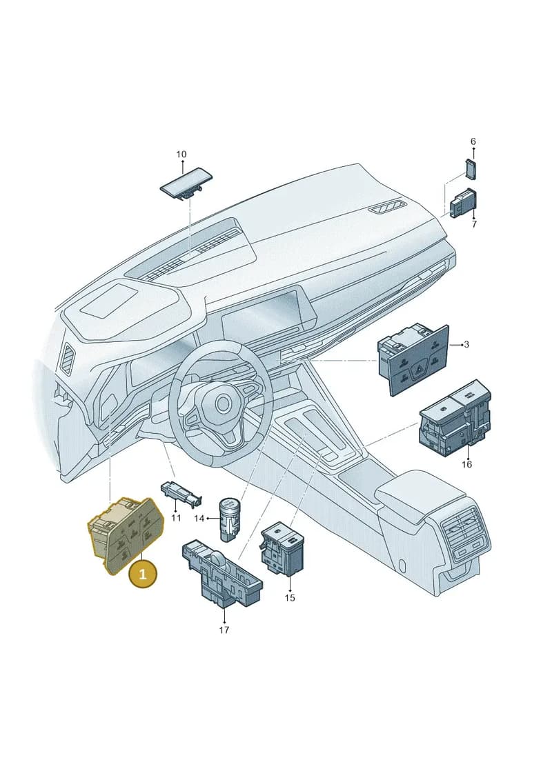 5H0941193AMWUG — Volkswagen Golf (2019-2025) diagram 5h0941050, position 1