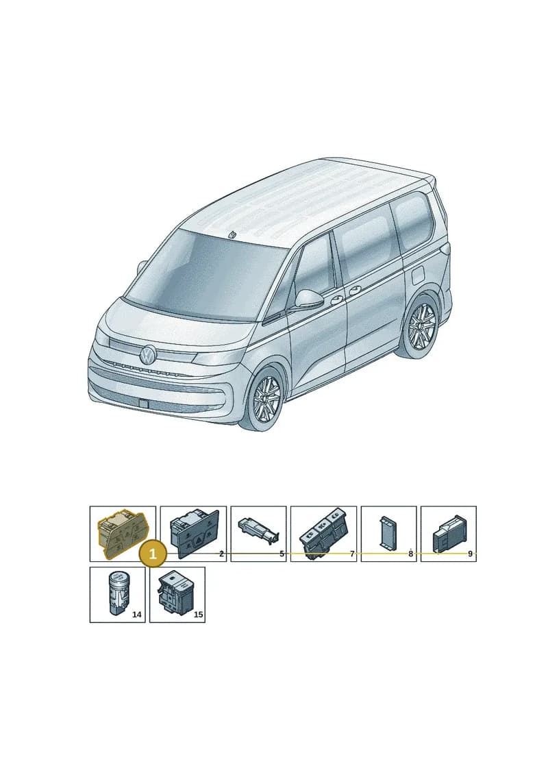 5H0941193LWUG — Volkswagen Multivan (2021-2025) diagram 7t0941500, position 1