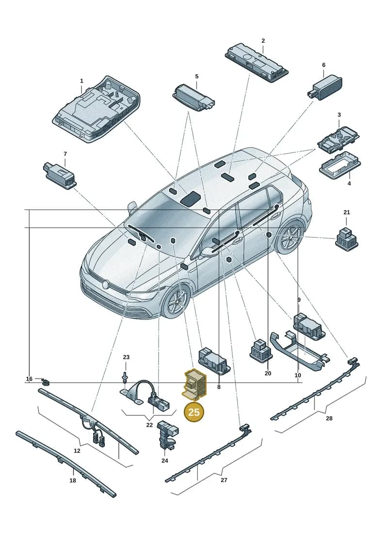 5H0947145D — Volkswagen Golf (2019-2025) diagram 5h0947000, position 25
