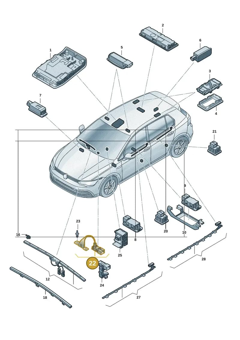 5H0947145G — Volkswagen Golf (2019-2025) diagram 5h0947000, position 22