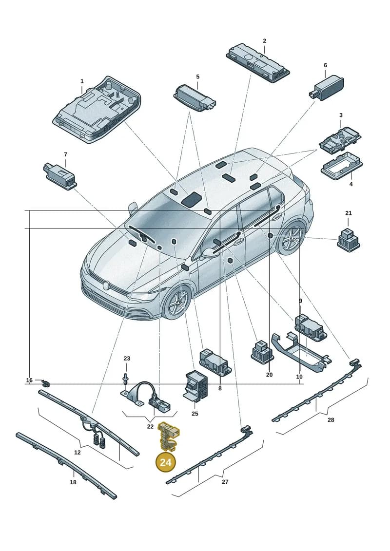 5H0947145H — Volkswagen Golf (2019-2025) diagram 5h0947000, position 24