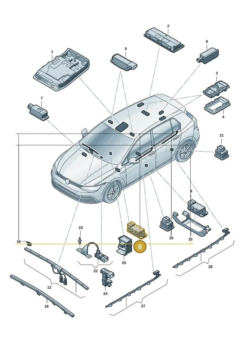 5H0947415G — Volkswagen Golf (2019-2025) diagram 5h0947000, position 8