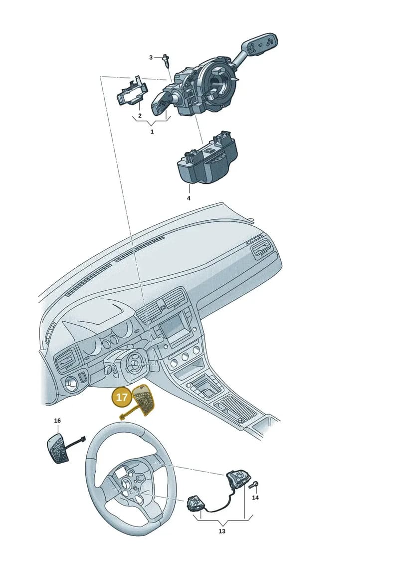 5H09515287T9 — Volkswagen Golf 2.0 BlueMotion (2019-2024) diagram 5h0953500, position 17