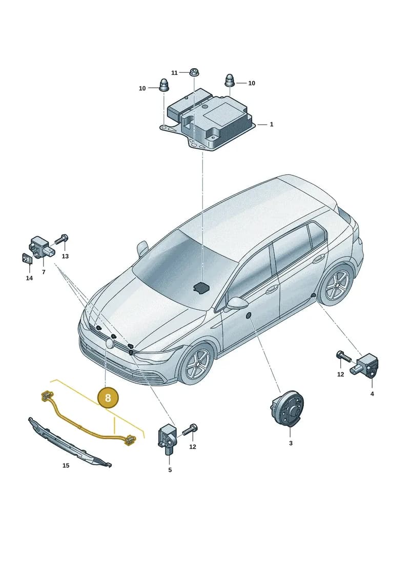 5H0959109B — Volkswagen Golf (2019-2025) diagram 5h0959030, position 8