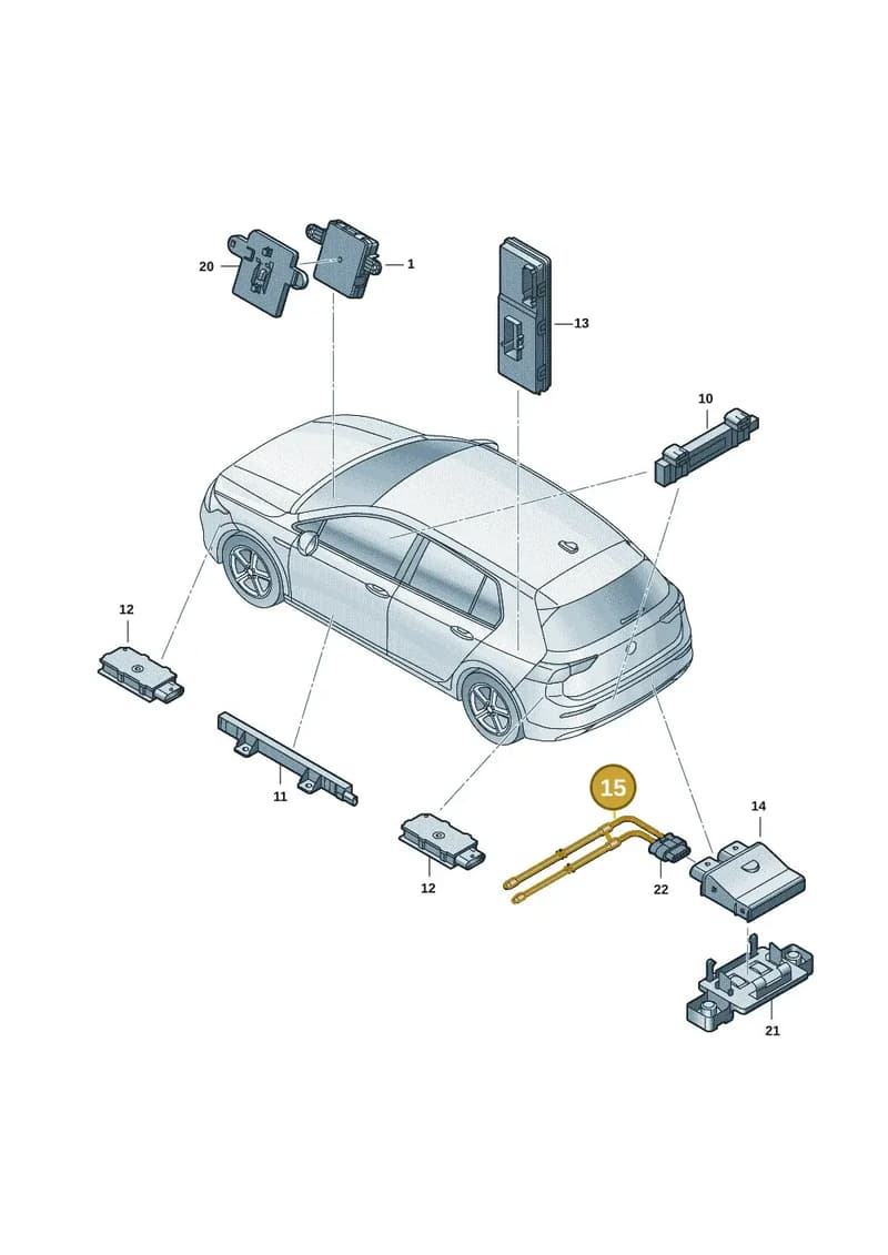 5H0962253 — Volkswagen Golf (2019-2025) diagram 5h0909000, position 15
