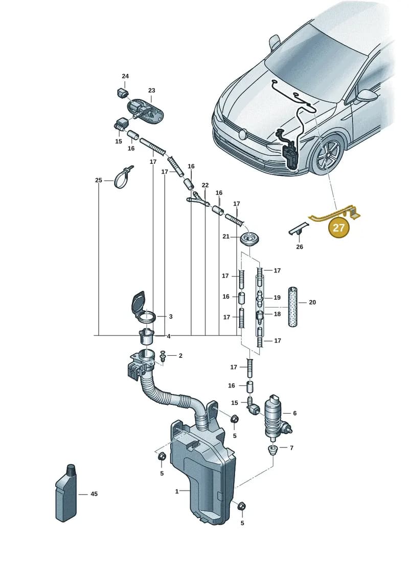 5H0971445 — Volkswagen Golf (2019-2025) diagram 5h0955010, position 27