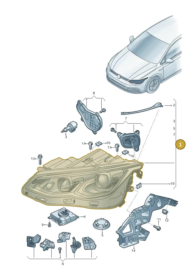 5H1941113AB — Volkswagen Golf (2019-2025) diagram 5h0941020, position 1