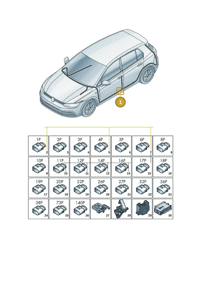 5H1971641T — Volkswagen Golf (2019-2025) diagram 5h0971090, position 1