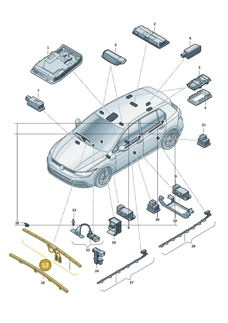 5H2947095B — Volkswagen Golf (2019-2025) diagram 5h0947000, position 12