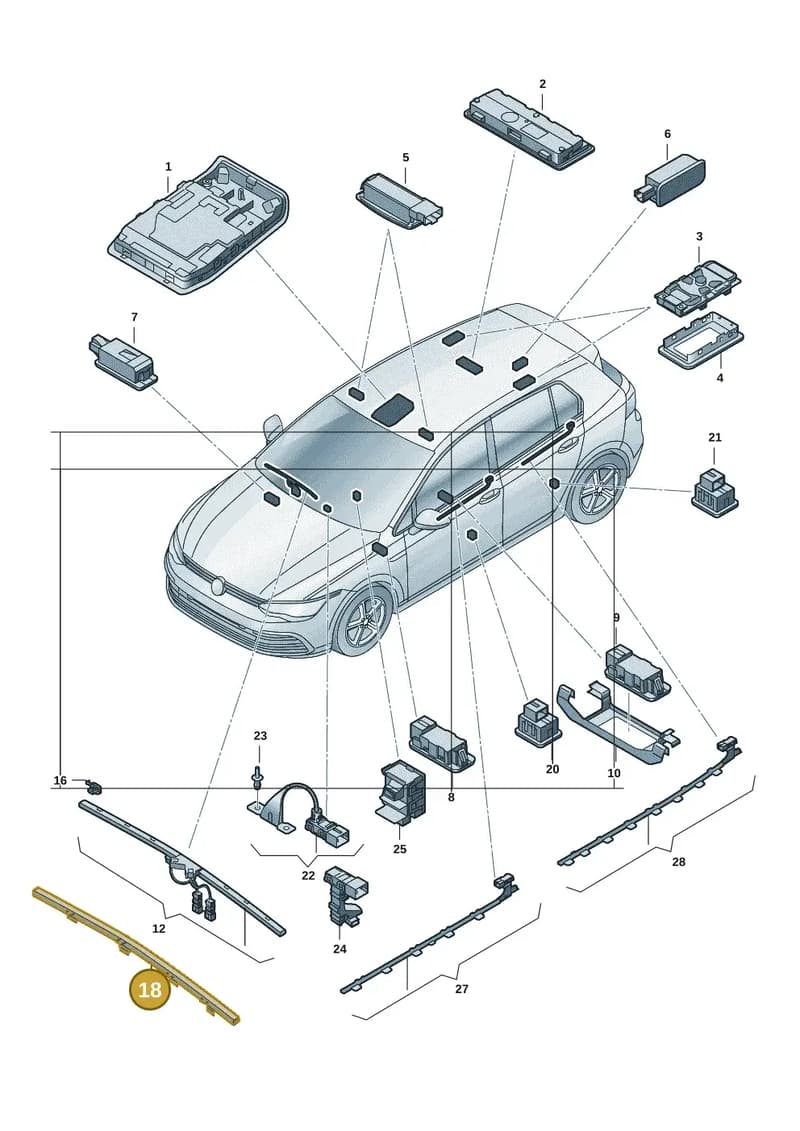 5H2947159 — Volkswagen Golf (2019-2025) diagram 5h0947000, position 18