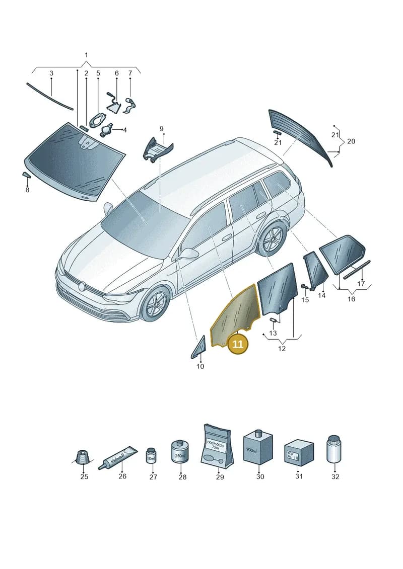 5H4845201A — Volkswagen Golf (2019-2025) diagram 5h0845020, position 11