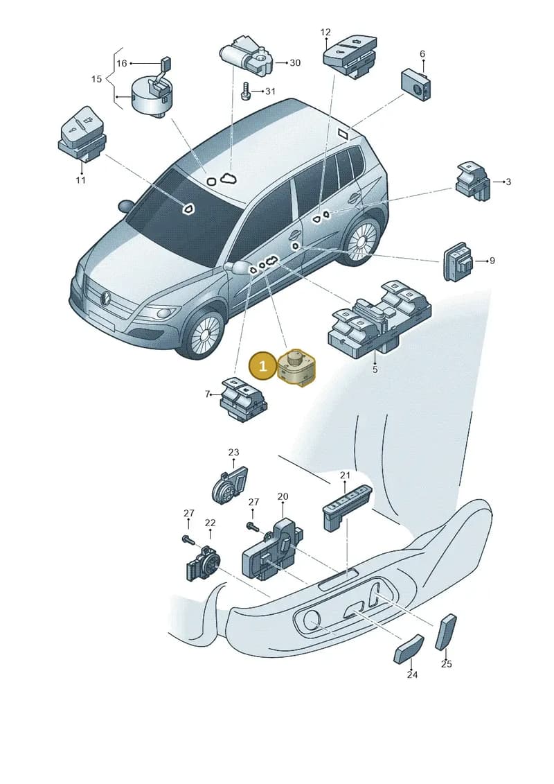 5K0959565AXSH — Volkswagen Tiguan (2011-2018) diagram 719959050, position 1