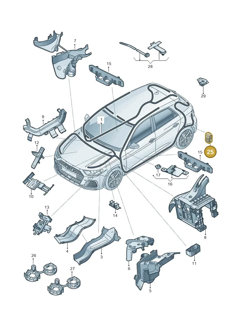 5K0971897 — Audi A1 Sportback (2018-2025) diagram 592971800, position 25