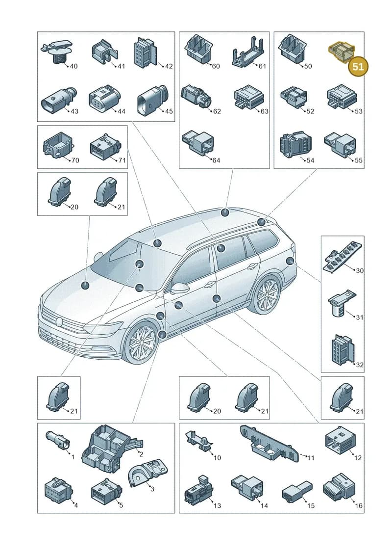 5K0972713A — Volkswagen Passat Saloon (2014-2024) diagram 793971910, position 51