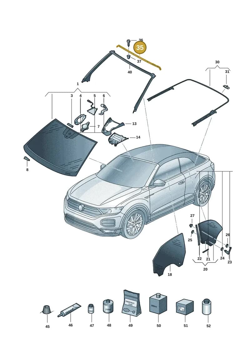5K7845393A — Volkswagen T-Roc Cabriolet (2019-2025) diagram 2gk845000, position 35