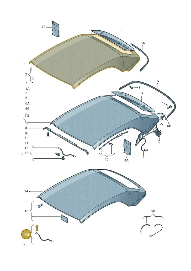5K7898051A — Volkswagen T-Roc Cabriolet (2019-2025) diagram 718871000, position 16