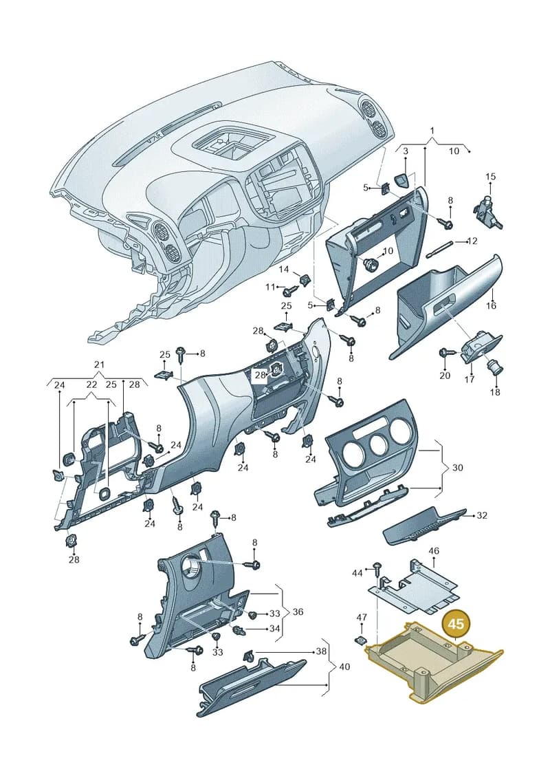 5M085734681U — Volkswagen Tiguan (2011-2018) diagram 634857200, position 45