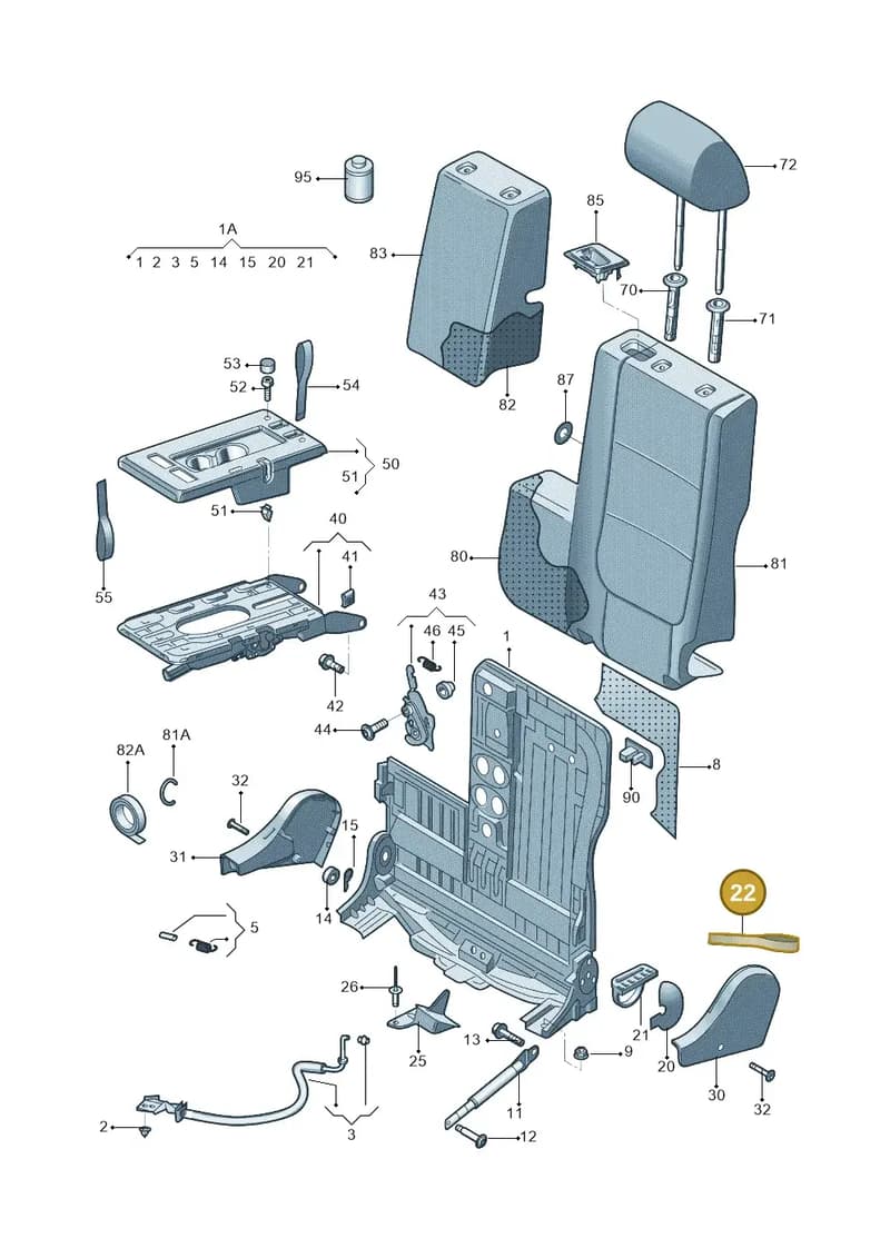 5M0885093F9B9 — Volkswagen Tiguan (2009-2019) diagram 688885800, position 22