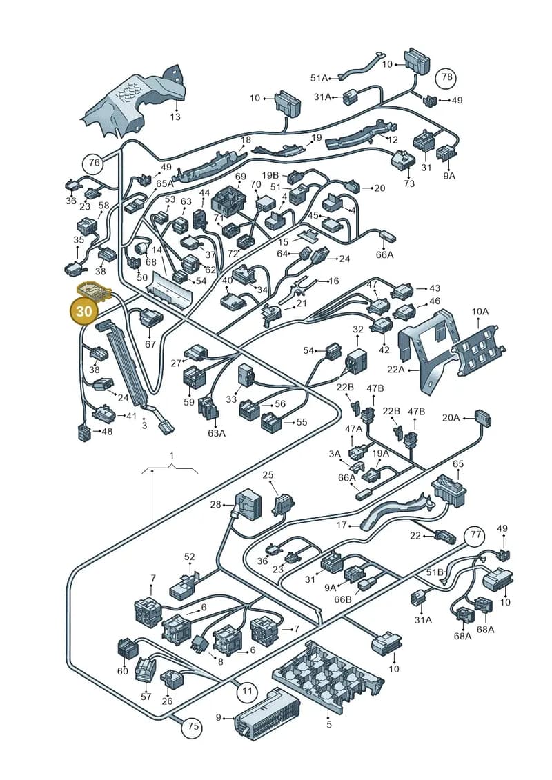 5M0973050 — Volkswagen Touran 2.0 (2010-2015) diagram 409971820, position 30