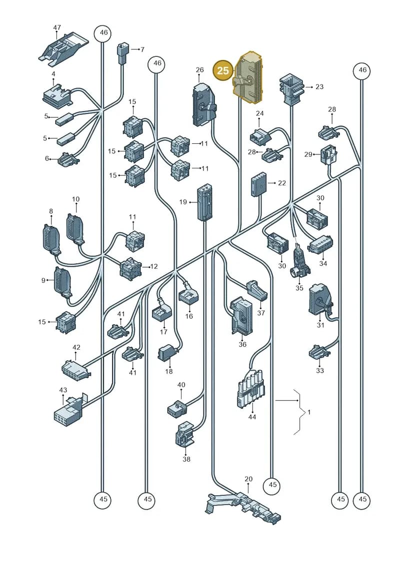 5M0973050B — Volkswagen Golf (2011-2013) diagram 649971810, position 25