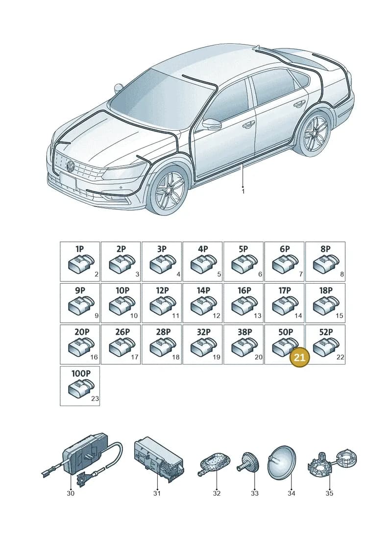 5M0973050B — Volkswagen New Passat (2015-2022) diagram 868971900, position 21