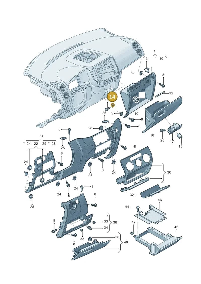 5M1858309 — Volkswagen Tiguan (2009-2019) diagram 688857200, position 14