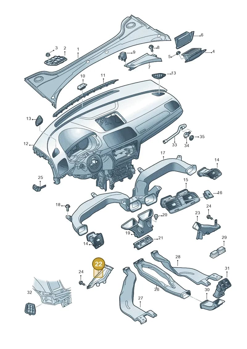5M2819151A — Audi Q3 (2014-2019) diagram 728819300, position 22