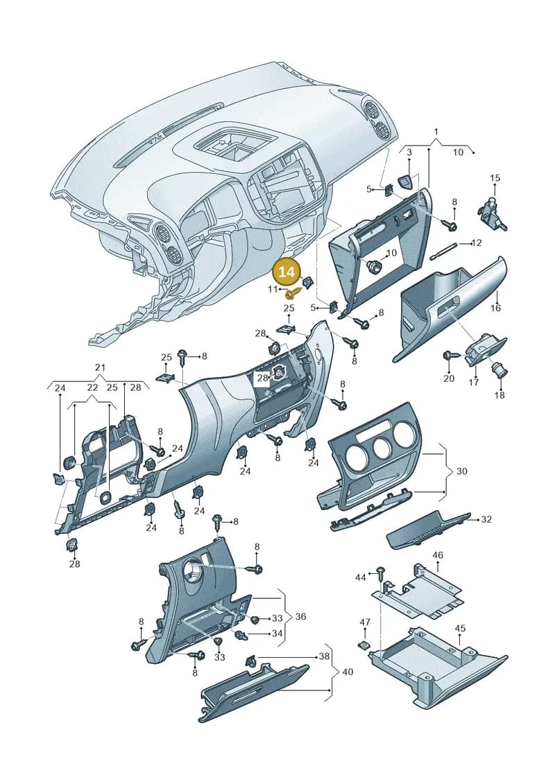 5M2858309 — Volkswagen Tiguan (2011-2018) diagram 634857200, position 14