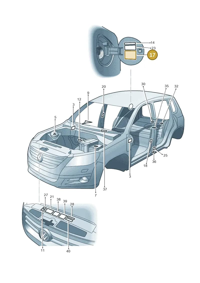 5N0010000K — Volkswagen Tiguan (2011-2018) diagram 634010000, position 17