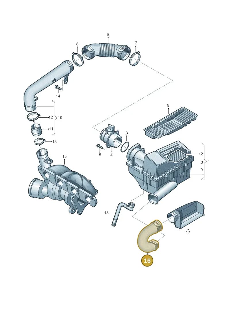 5N0129618E — Volkswagen Tiguan (2011-2018) diagram 627129600, position 16