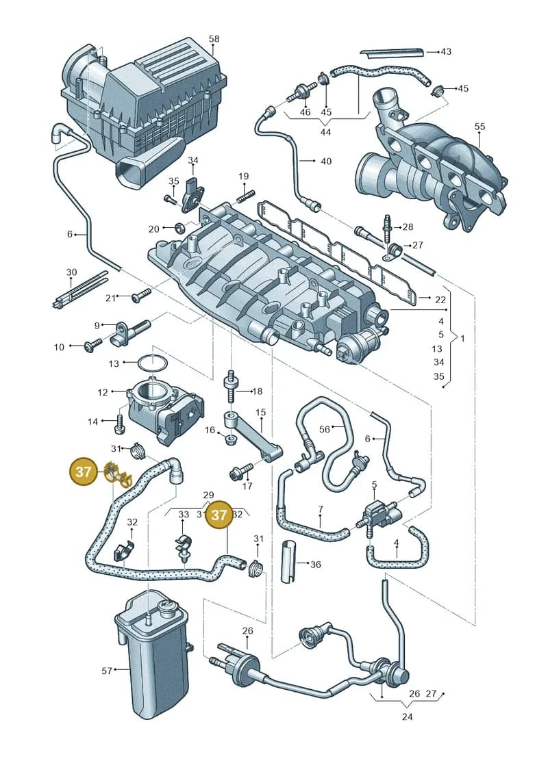 5N0133687B — Audi Q3 (2014-2019) diagram 728133220, position 37